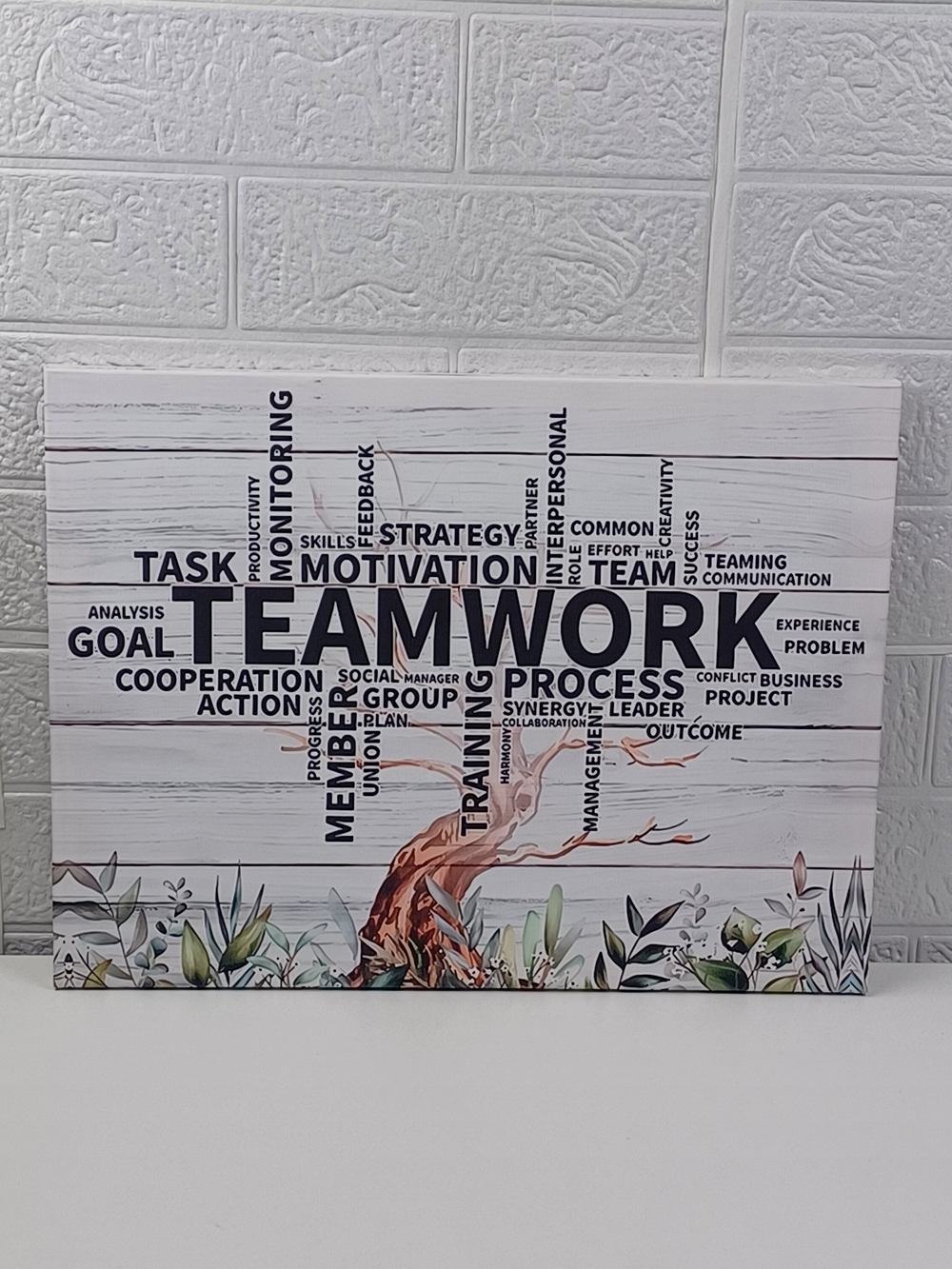 Teamwork Motivational Wall Art - White, Blue Accent